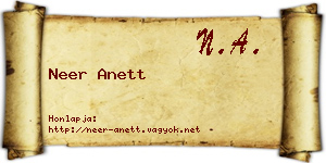 Neer Anett névjegykártya